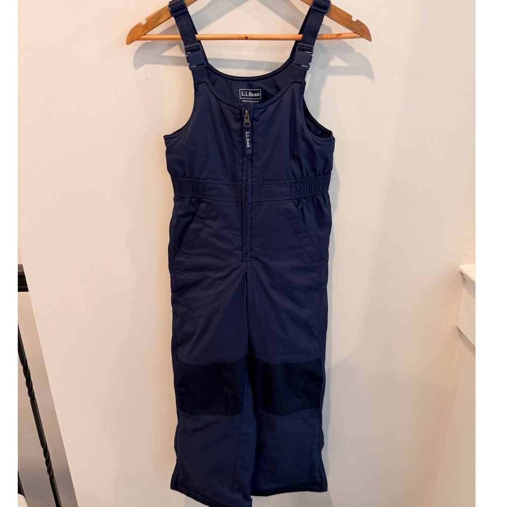 LL Bean Kids Navy Blue Cold Buster Snow Bibs Insulated Overalls Size 8 289103